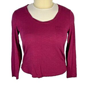 Social Standard - Long Sleeve Tee Shirt Women's XL Fuschia Pink Slub Knit 1-Pock